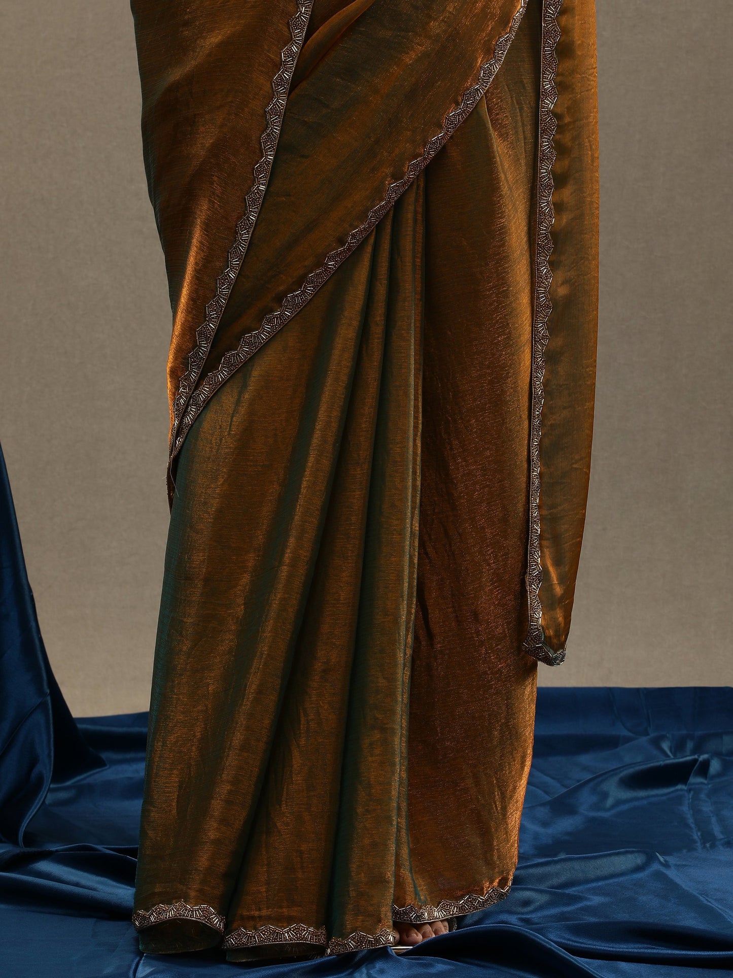 Fancy Gold Soft Organza Saree