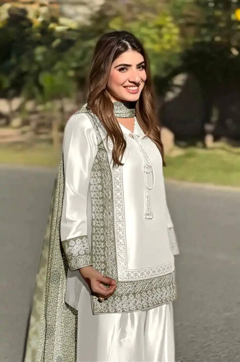 Elegant Party Wear 3 Piece Kurta Palazzo Set for Women