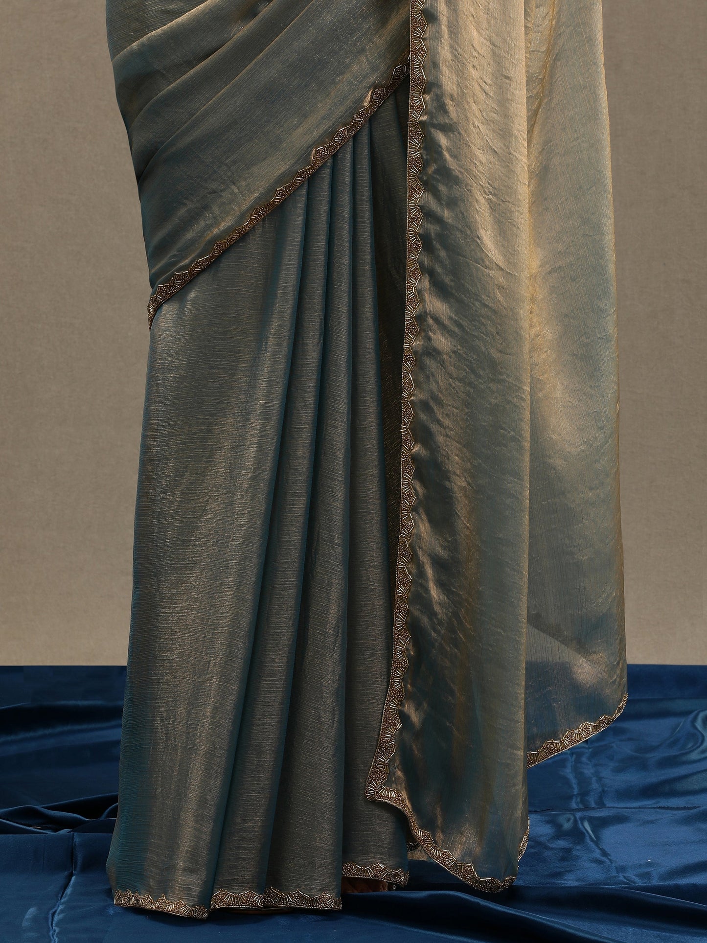 Fancy Soft Organza Silver-blue Saree
