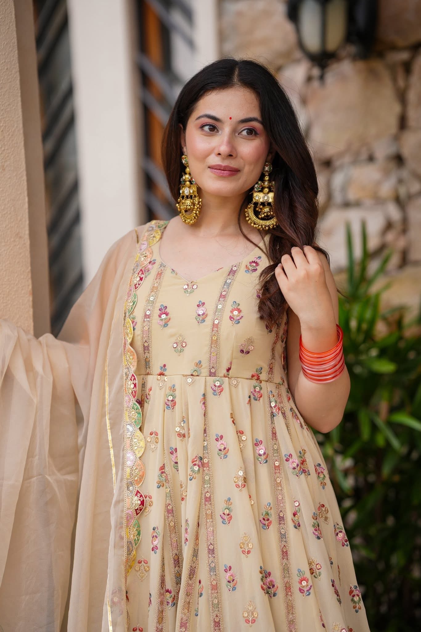 New Pastel Blossom Anarkali Set β Faux Georgette | S to XXL