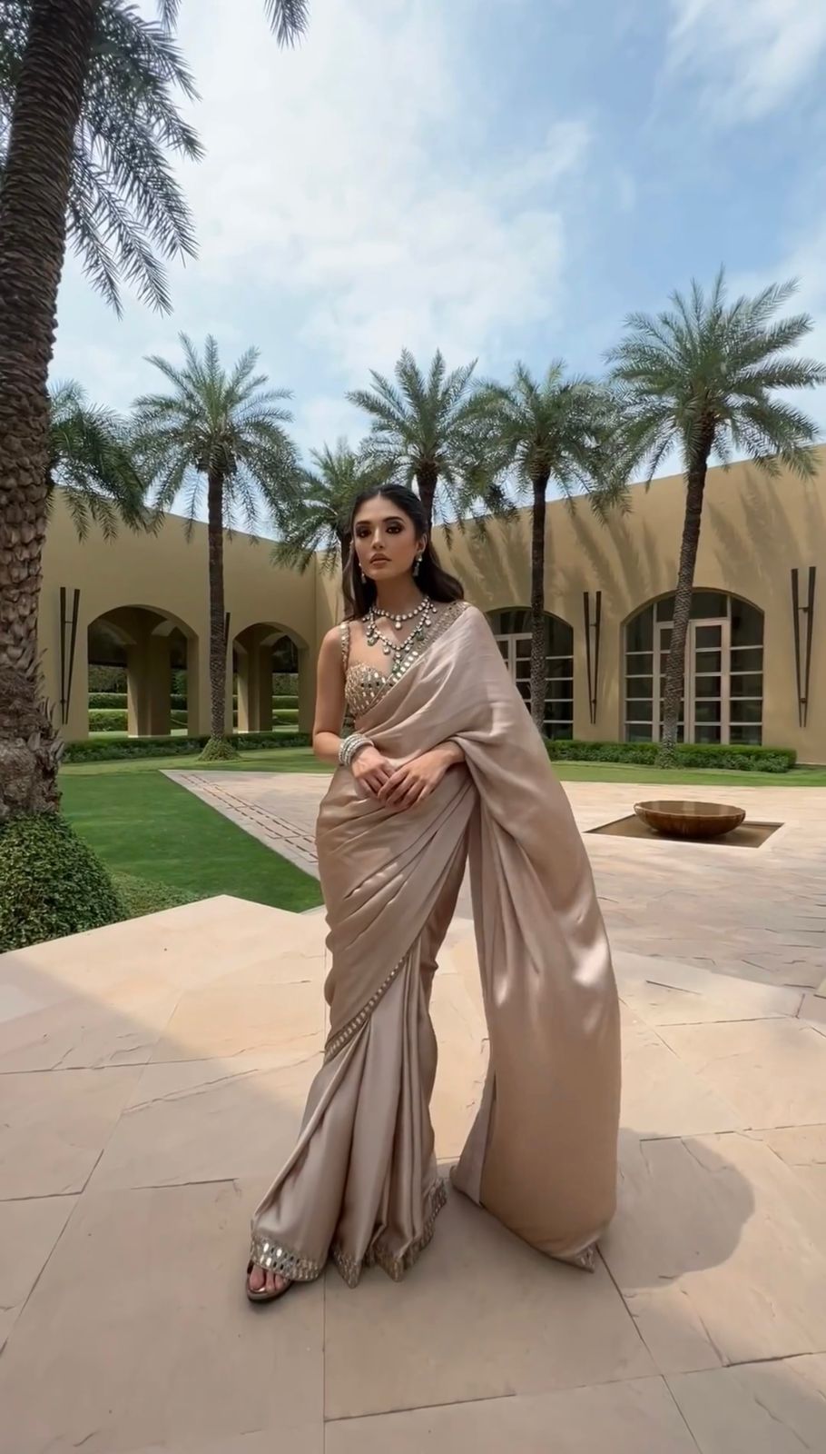 Wedding Wear Satin Silk Mirror Work Designer Saree For Women | Party Wear Saree For Women
