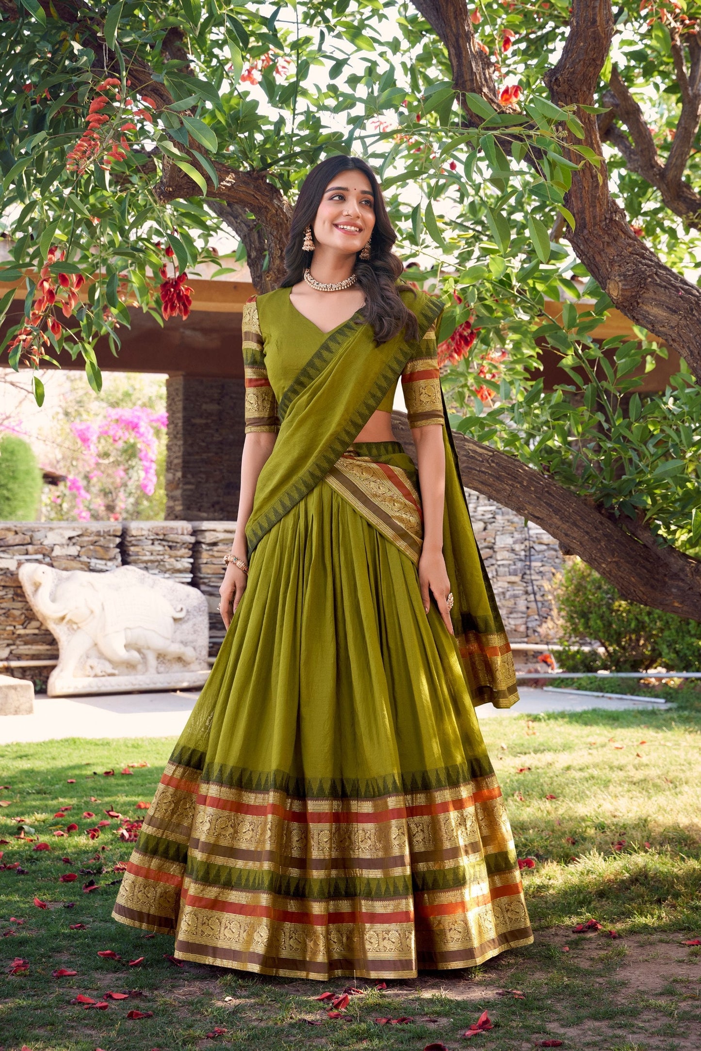 Exquisite Pure Chanderi Zari Weaving Worked Lehenga Choli