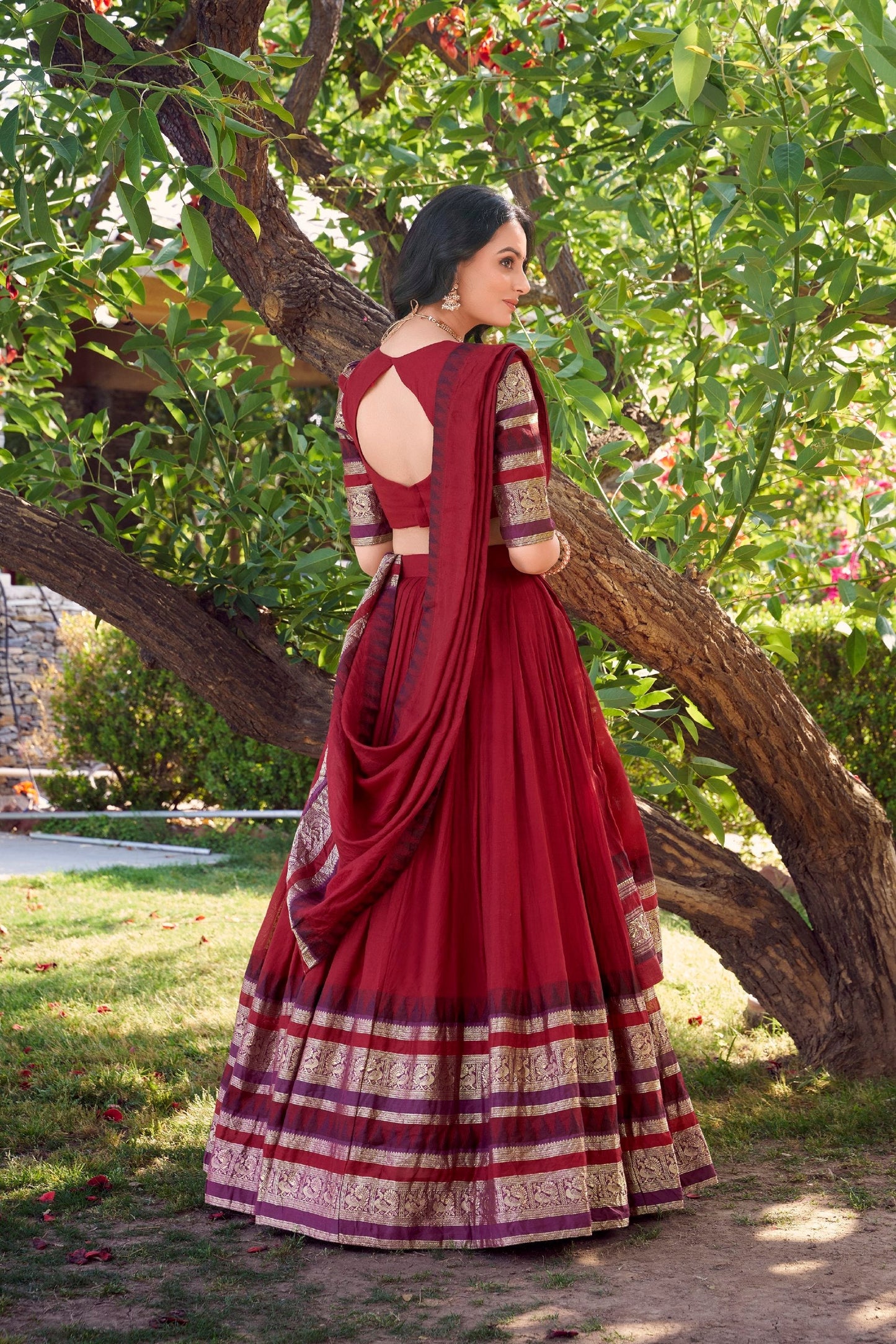 Exquisite Pure Chanderi Zari Weaving Worked Lehenga Choli
