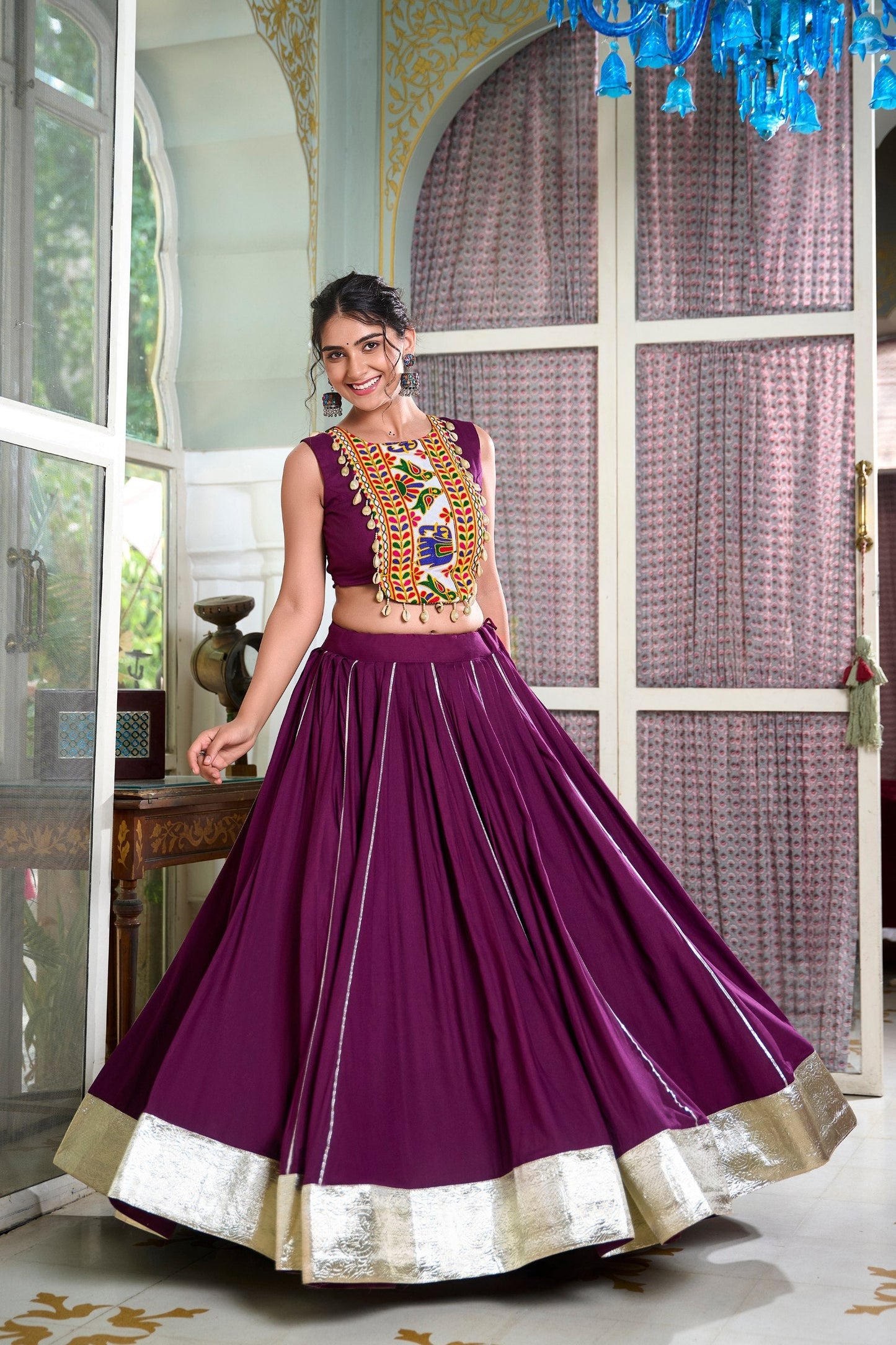 Mesmerizing Rayon Navratri Special Stitched Lehenga Choli Set