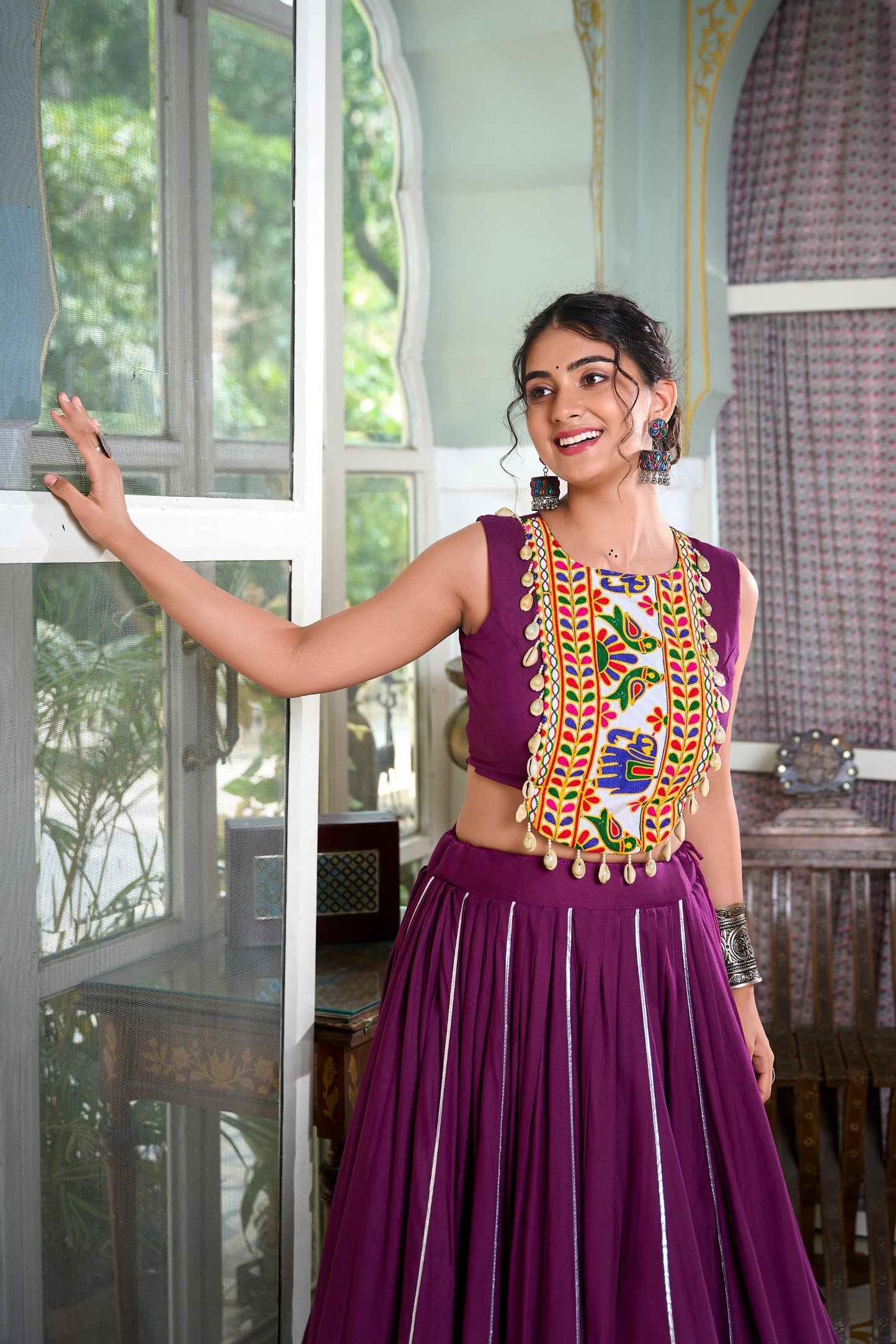 Mesmerizing Rayon Navratri Special Stitched Lehenga Choli Set