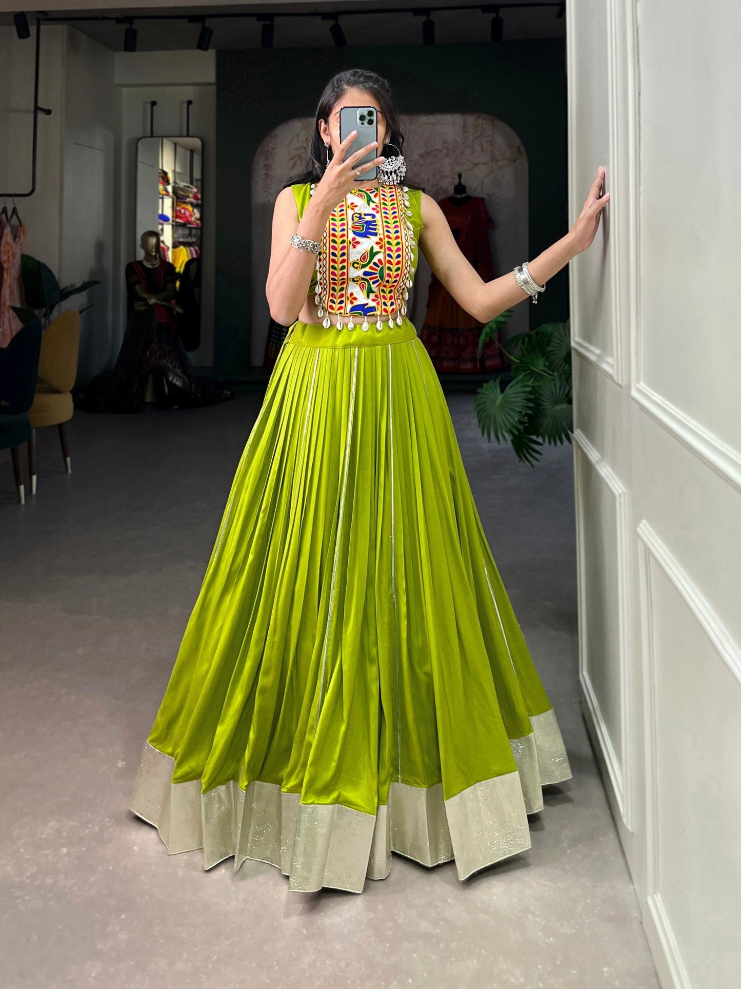 Mesmerizing Rayon Navratri Special Stitched Lehenga Choli Set