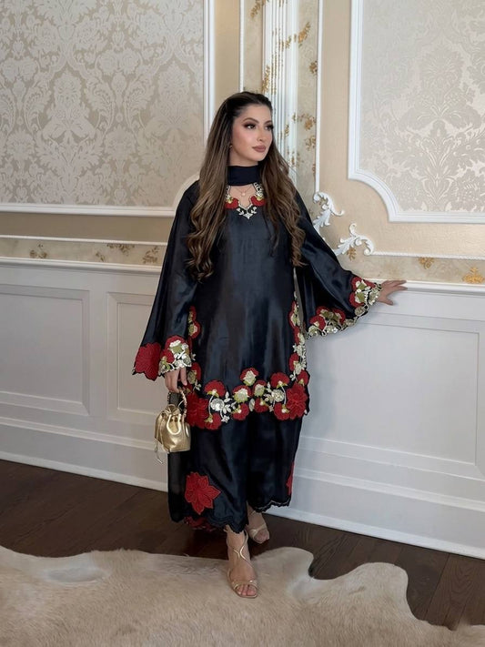 Festive Wear Black Floral Embroidered Pakistani Suit Set