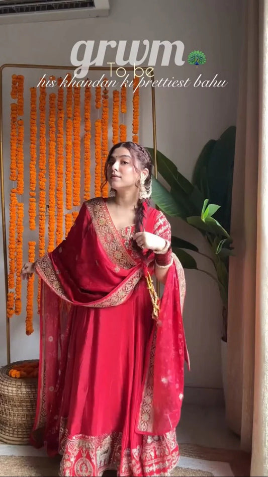 Red Anarkali Suit Set With Dupatta for Women | Designer Wedding & Party Wear Ethnic Outfit