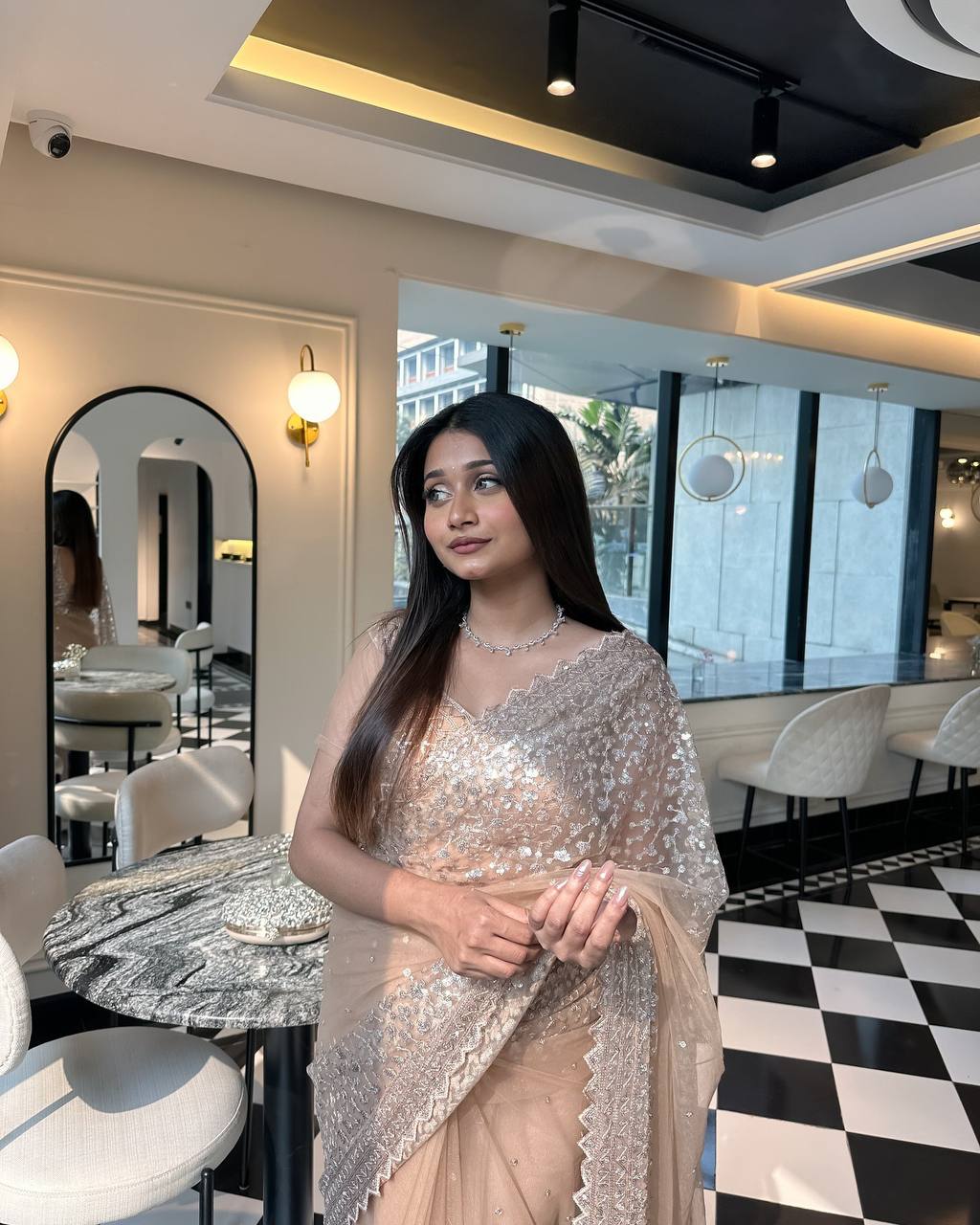 Premium Party Wear Soft Net Saree with Fancy Sequin Thread Work