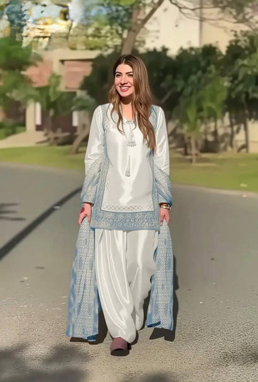 Elegant Party Wear 3 Piece Kurta Palazzo Set for Women