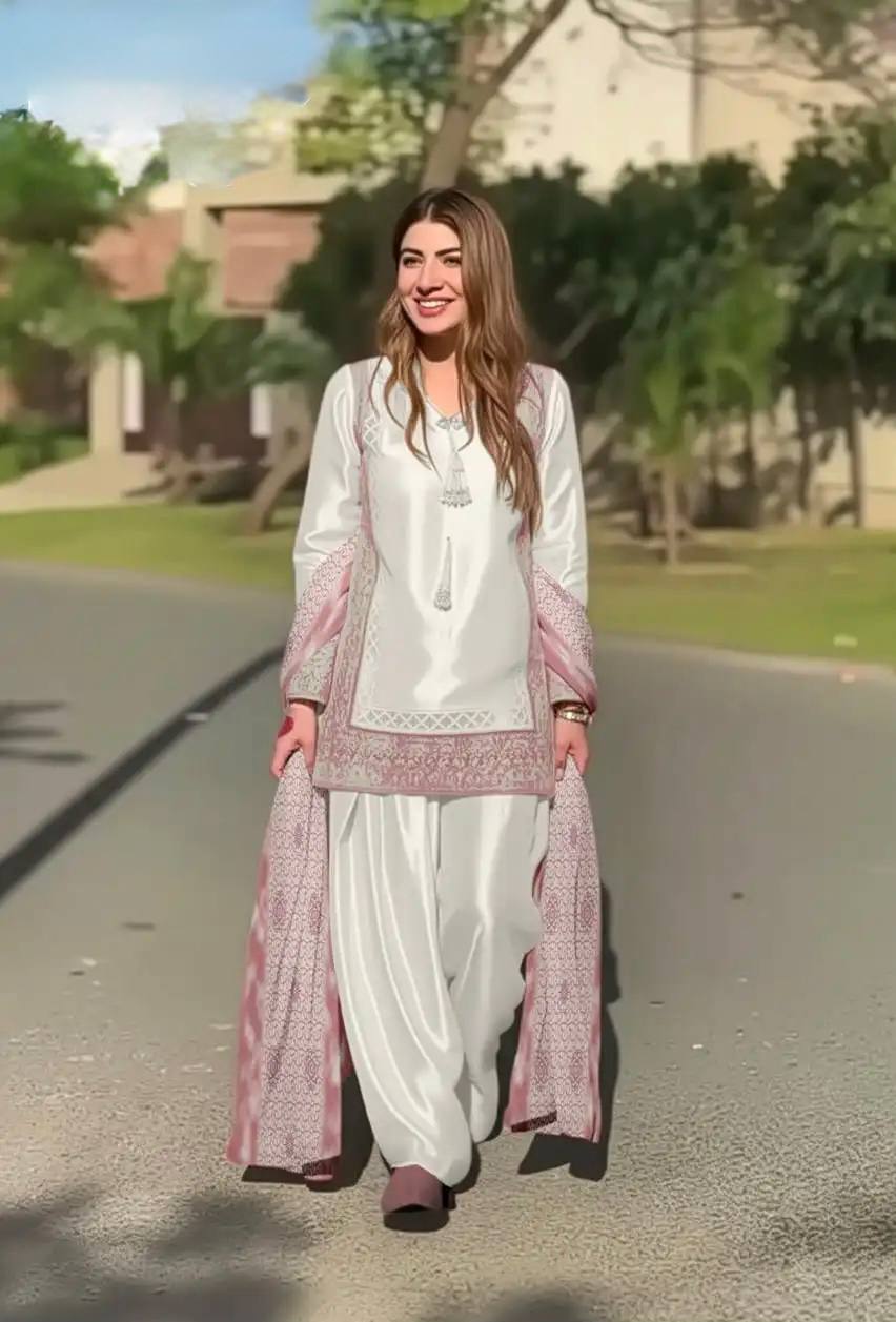 Elegant Party Wear 3 Piece Kurta Palazzo Set for Women