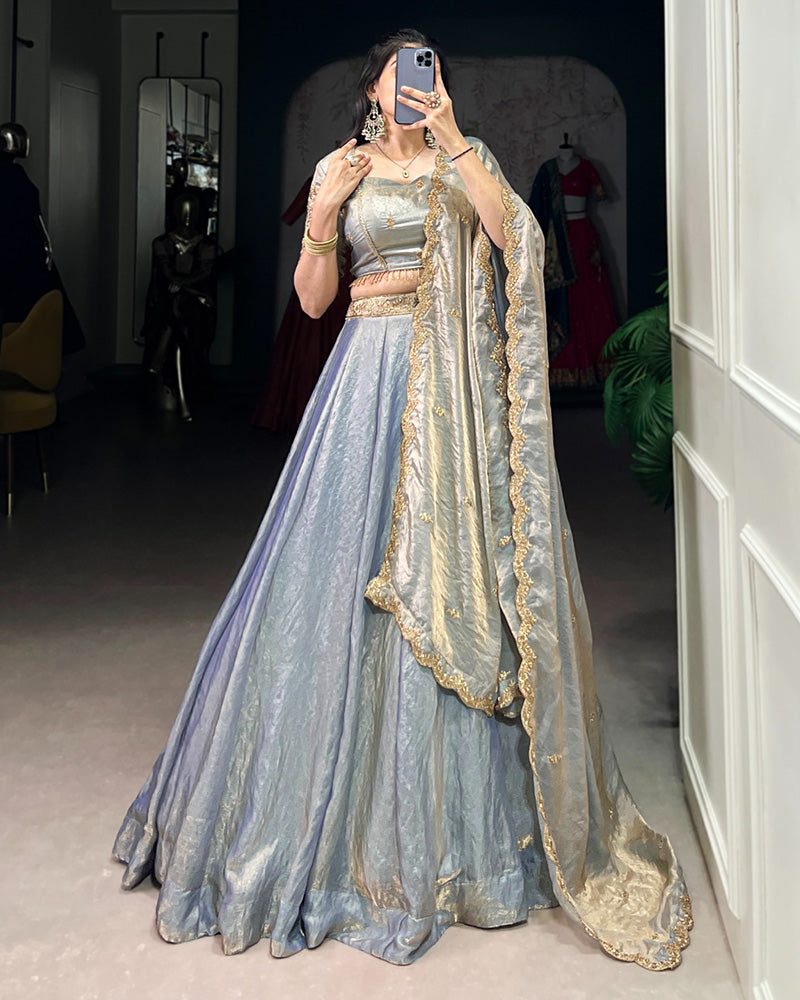 Sky Blue Color Fendi Pastel Lehenga Choli