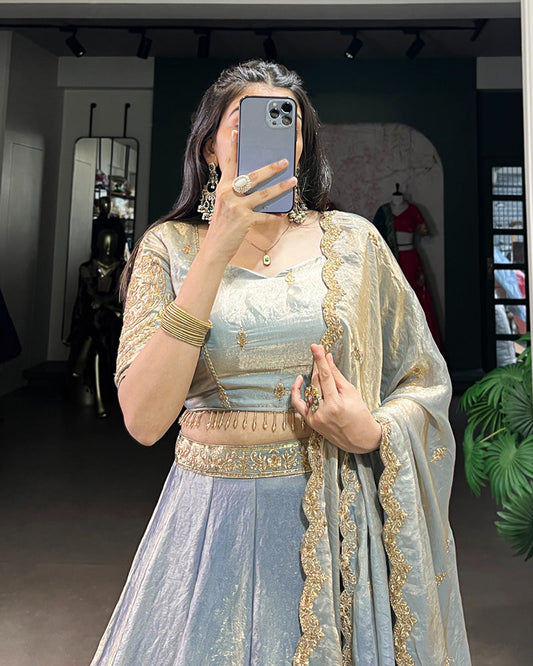 Sky Blue Color Fendi Pastel Lehenga Choli