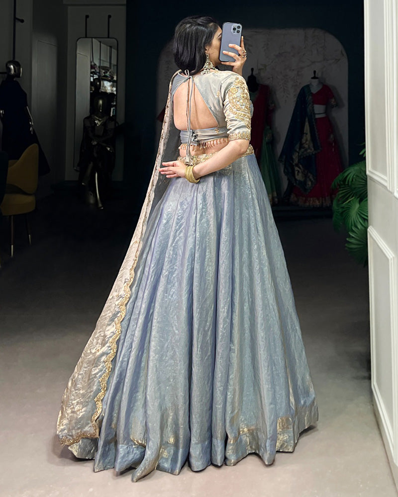 Sky Blue Color Fendi Pastel Lehenga Choli