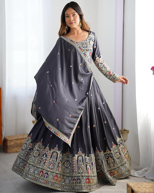 Black Color Natural Crepe Silk Lehenga Choli