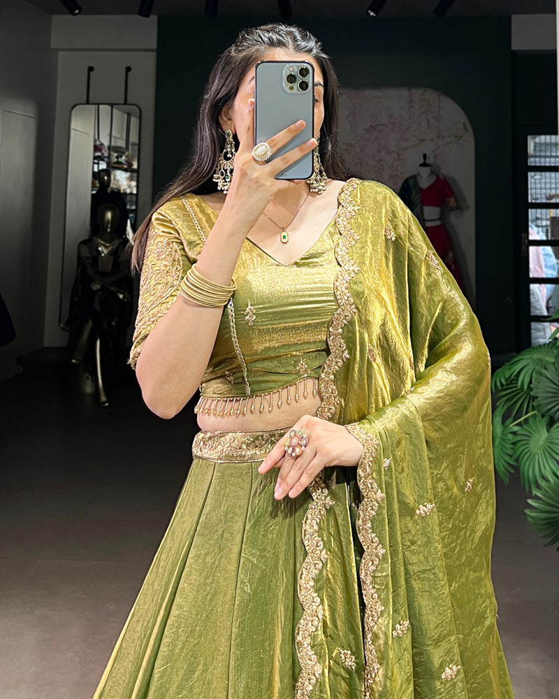 Mehndi Color Fendi Pastel Lehenga Choli