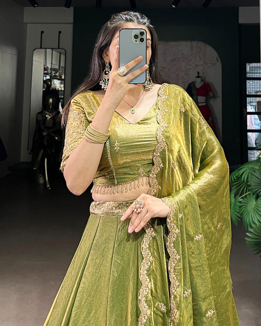 Mehndi Color Fendi Pastel Lehenga Choli