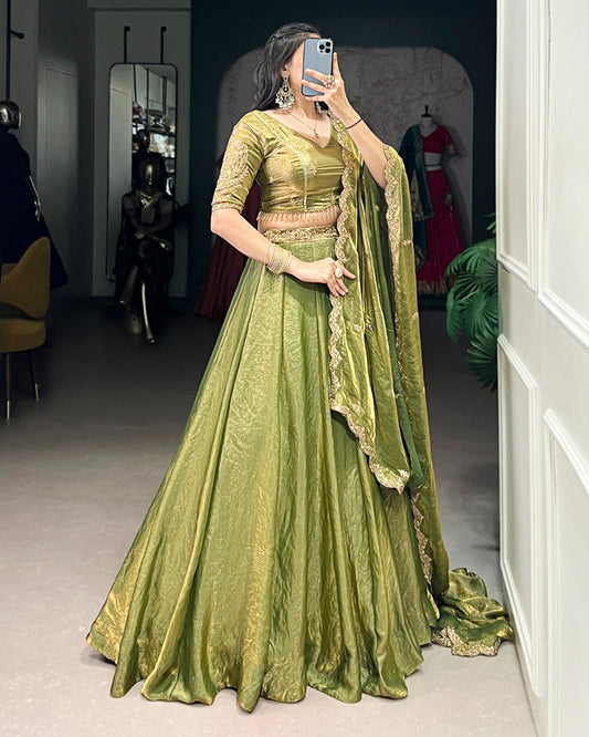 Mehndi Color Fendi Pastel Lehenga Choli