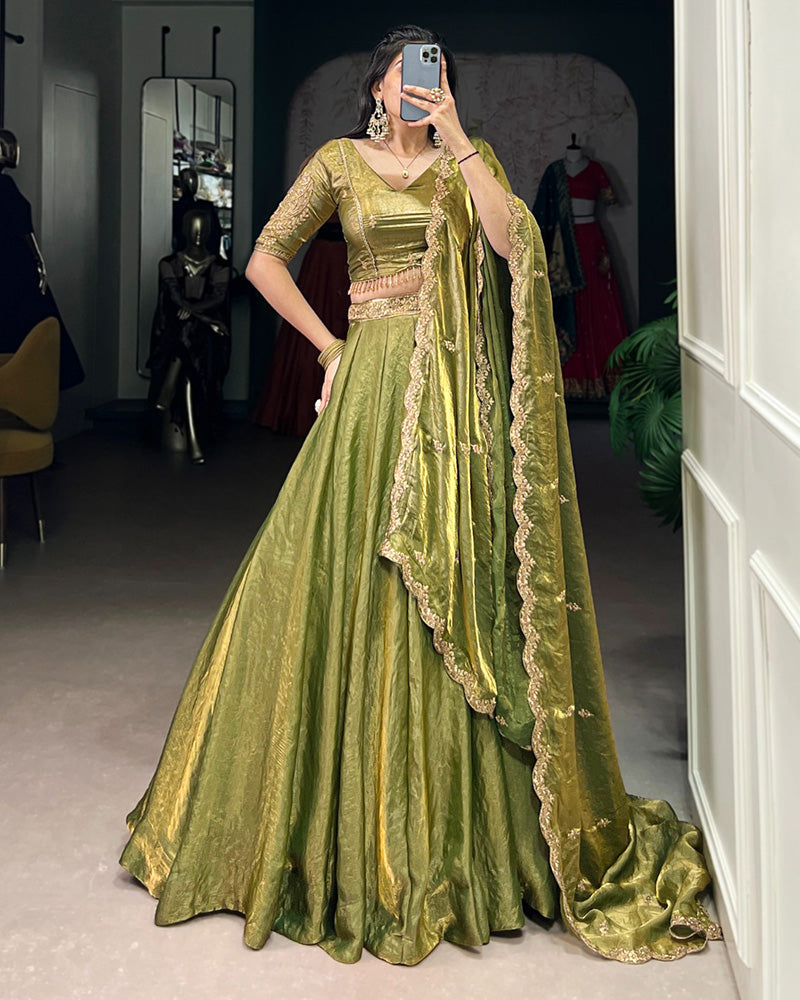 Mehndi Color Fendi Pastel Lehenga Choli