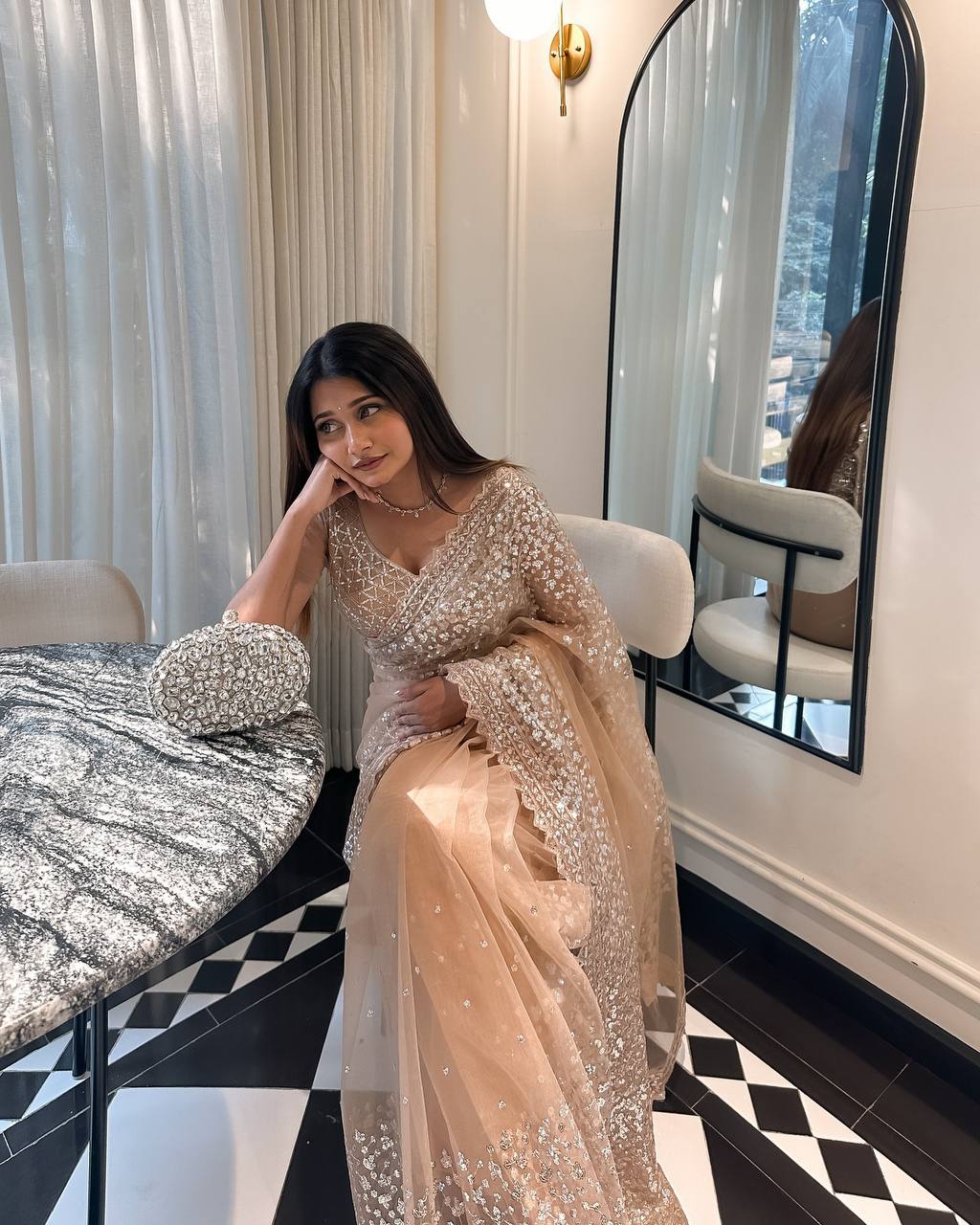 Premium Party Wear Soft Net Saree with Fancy Sequin Thread Work