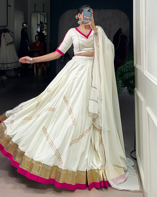 White Rayon Navratri Lehenga Choli – Traditional Festival Wear for Women