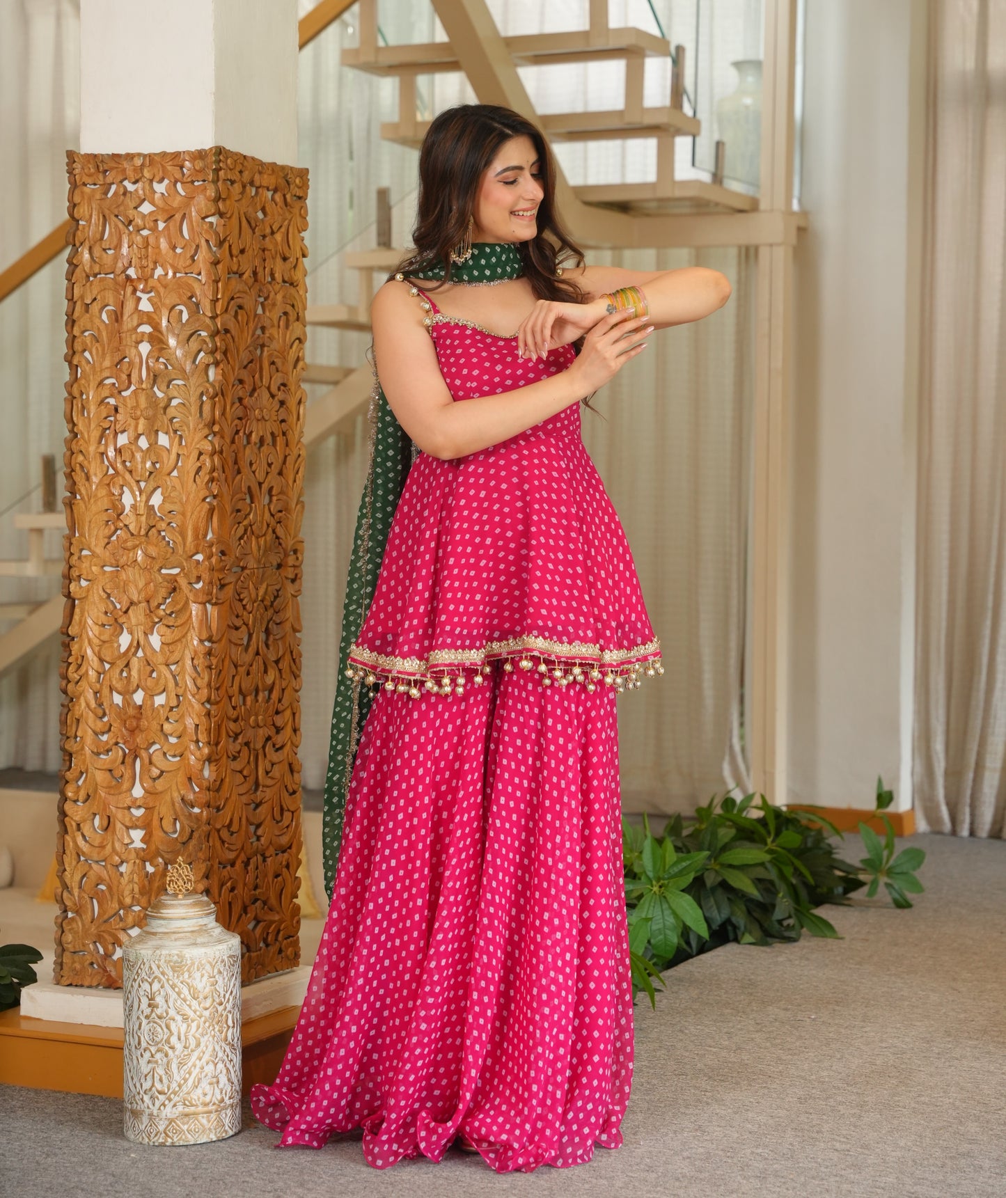 Festive Rani Pink Sharara Suit Set for Women | Wedding & Festive Wear