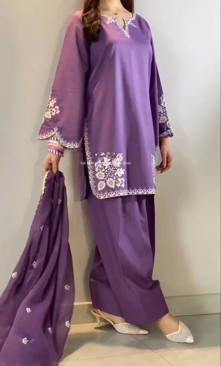 Party Wear Cotton Farshi Salwar Kameez Suit Set | Embroidered Party Wear Salwar Kameez