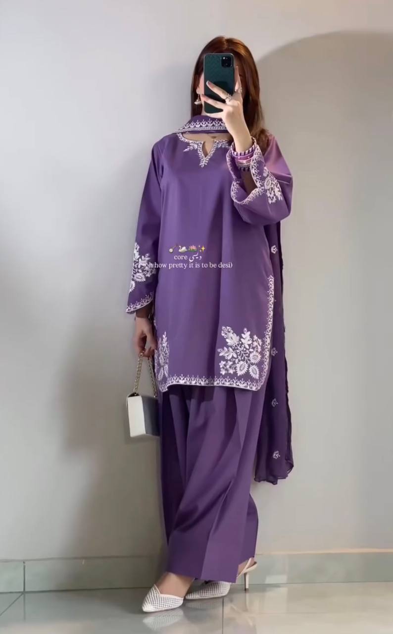 Party Wear Cotton Farshi Salwar Kameez Suit Set | Embroidered Party Wear Salwar Kameez