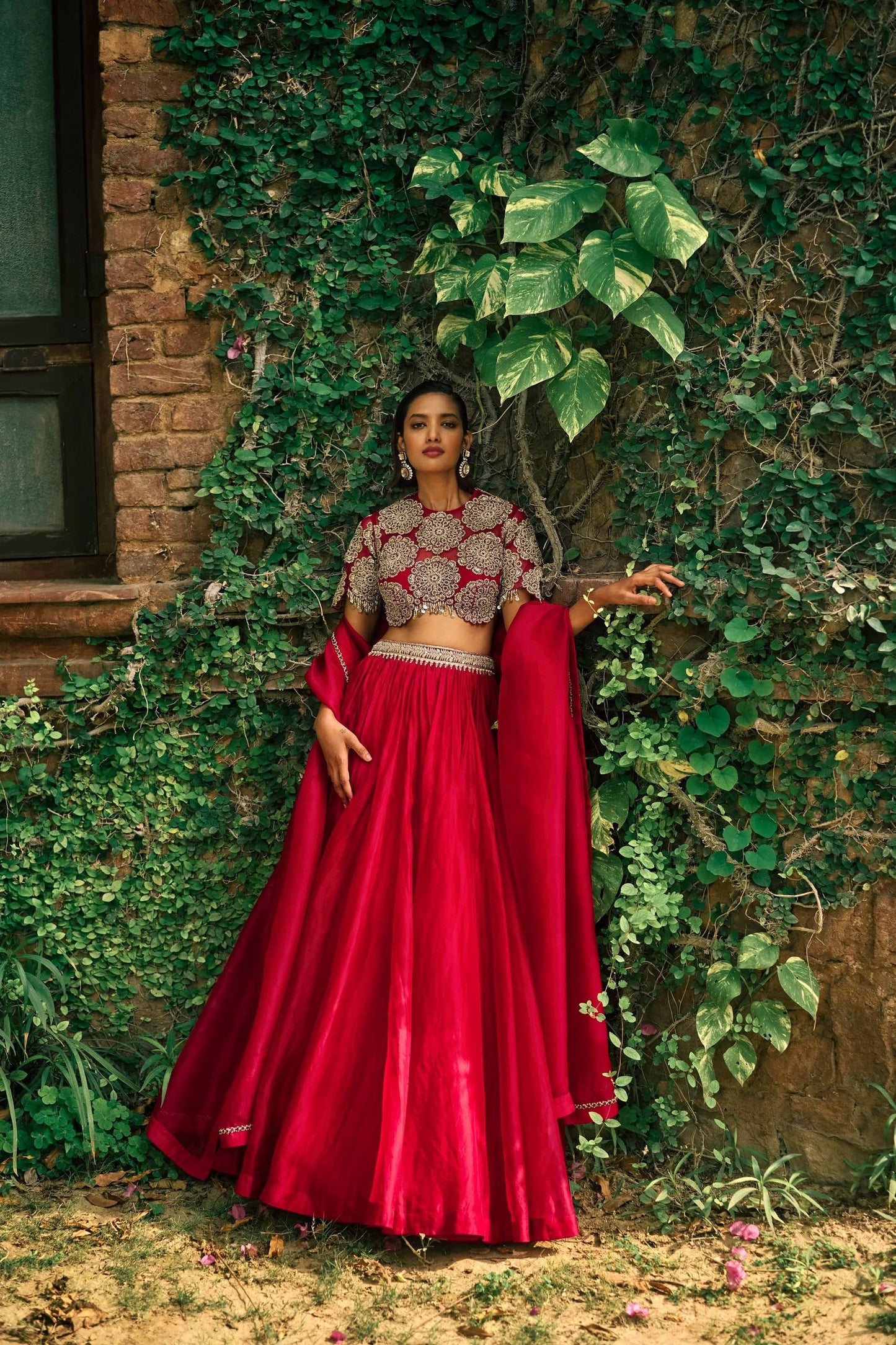Wedding Wear Wine Red Lehenga Set with Sequins & Dori Work | Designer Wedding Wear Lehenga for Women