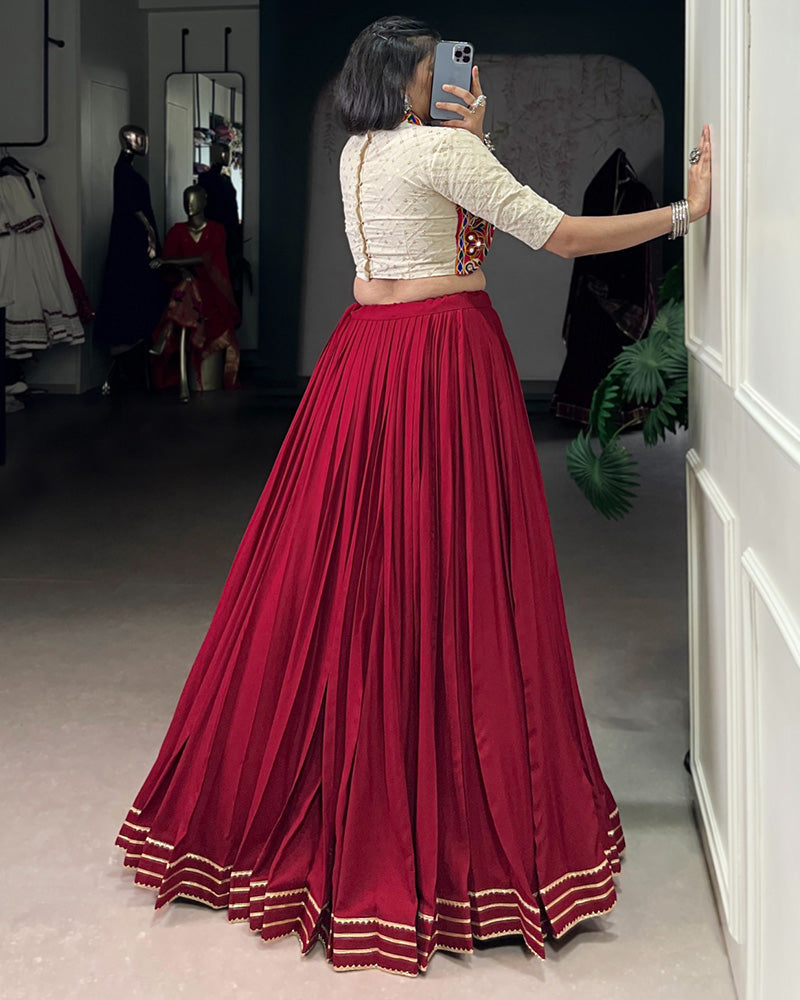 Elegant Maroon Pure Rayon Navratri Lehenga Choli for Women