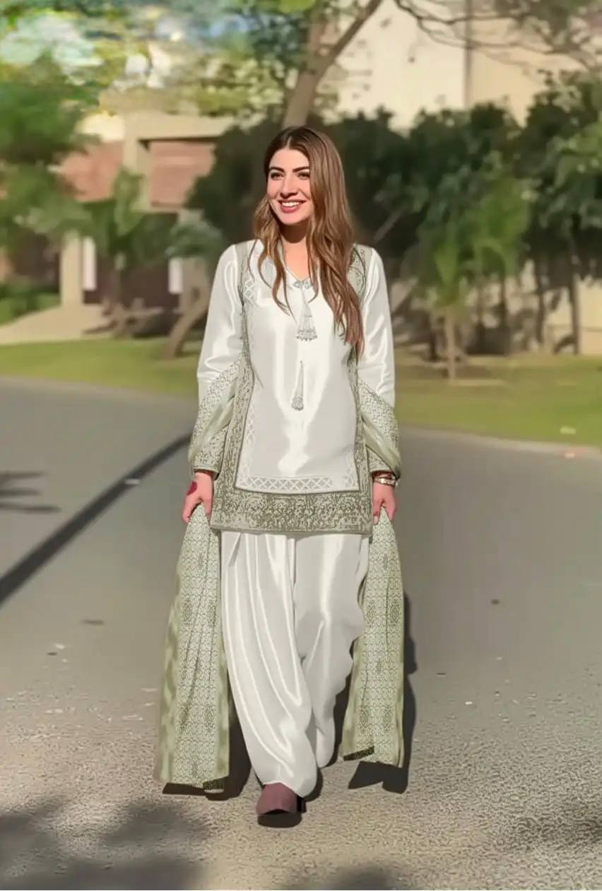 Elegant Party Wear 3 Piece Kurta Palazzo Set for Women