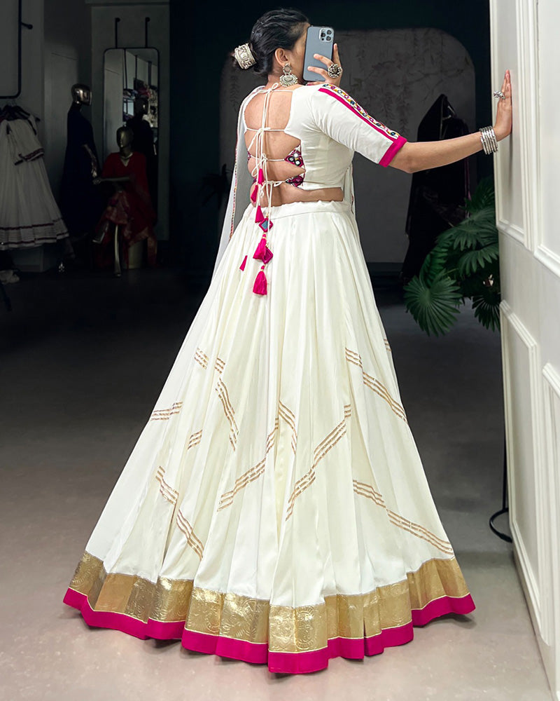 White Rayon Navratri Lehenga Choli – Traditional Festival Wear for Women