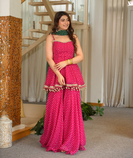 Festive Rani Pink Sharara Suit Set for Women | Wedding & Festive Wear