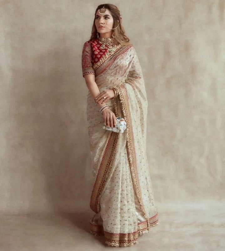 Ivory Elegance Jimmy Choo Saree Set for Women