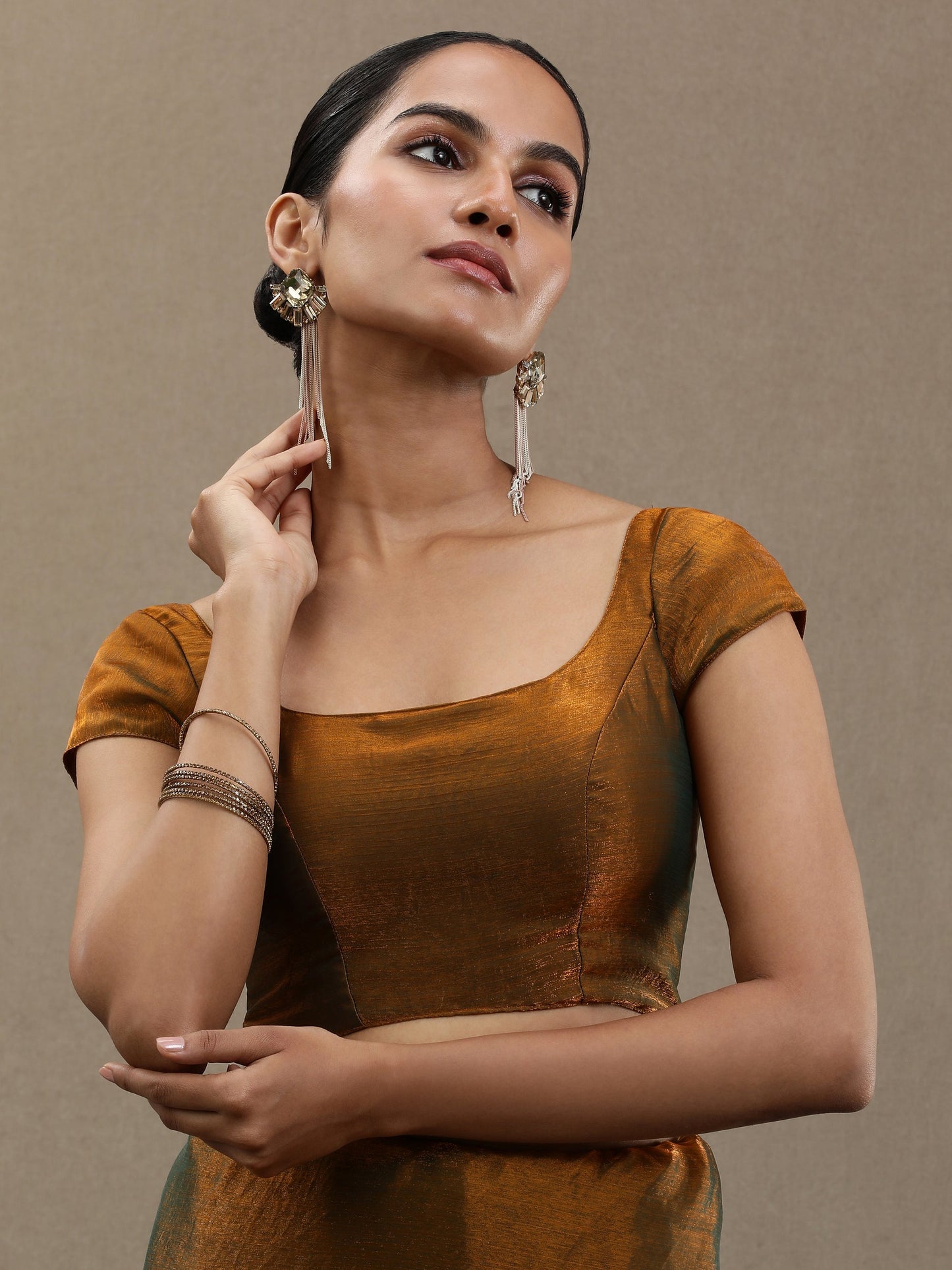 Fancy Gold Soft Organza Saree