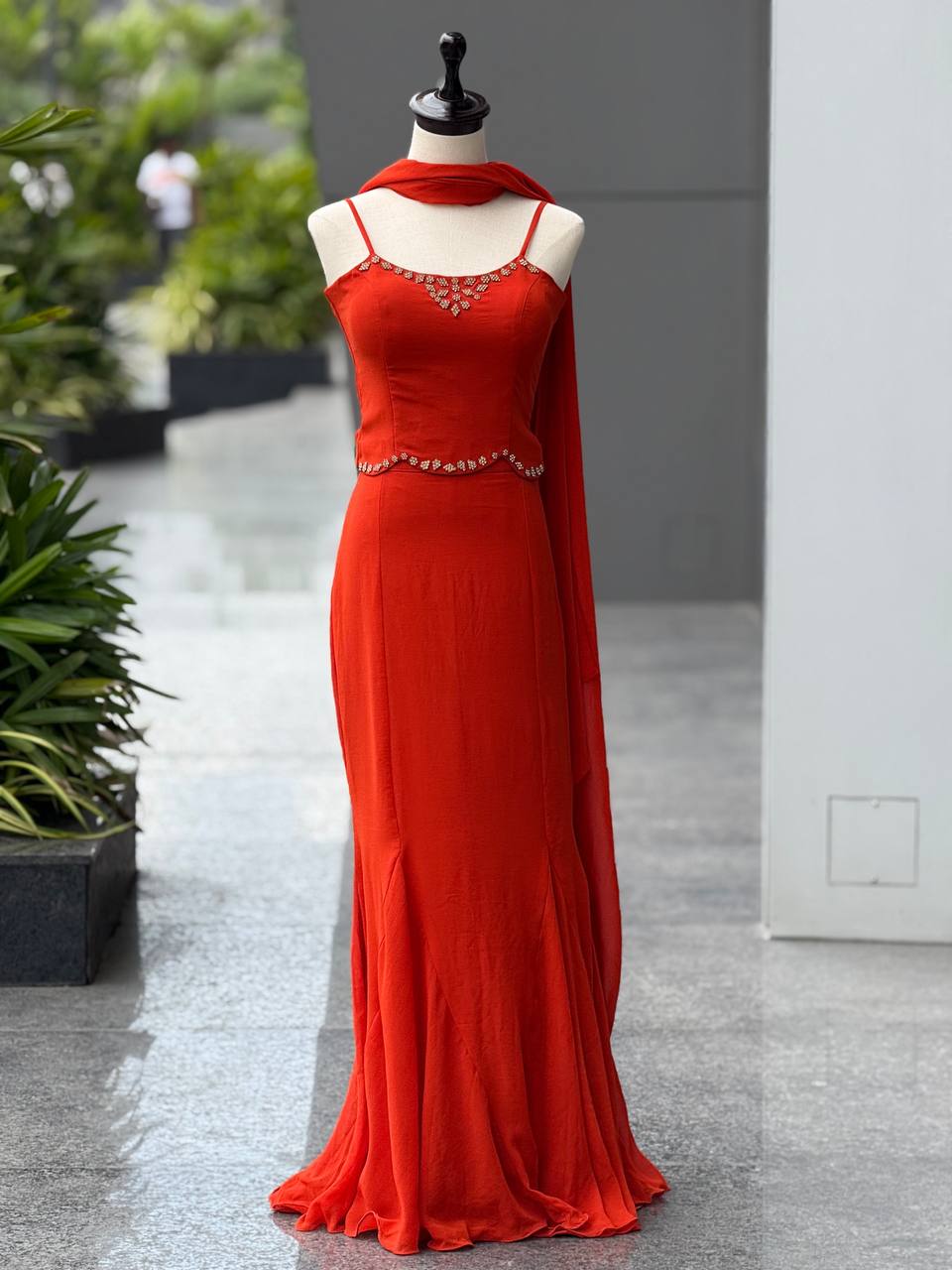 90's Style Iconic Red Fish Cut Fully Stitched Lehenga Choli