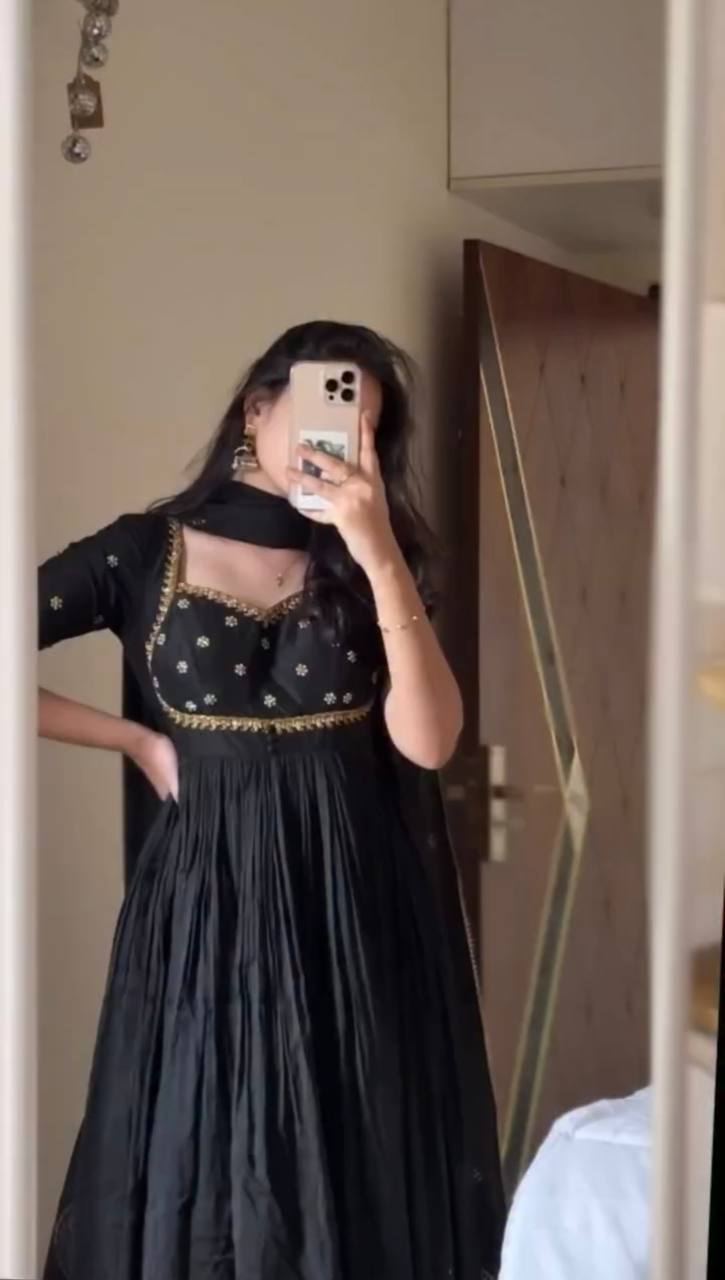 Black Party Wear Gown with Palazzo Set with Dupatta for Farewell, Sangeet & Wedding Functions