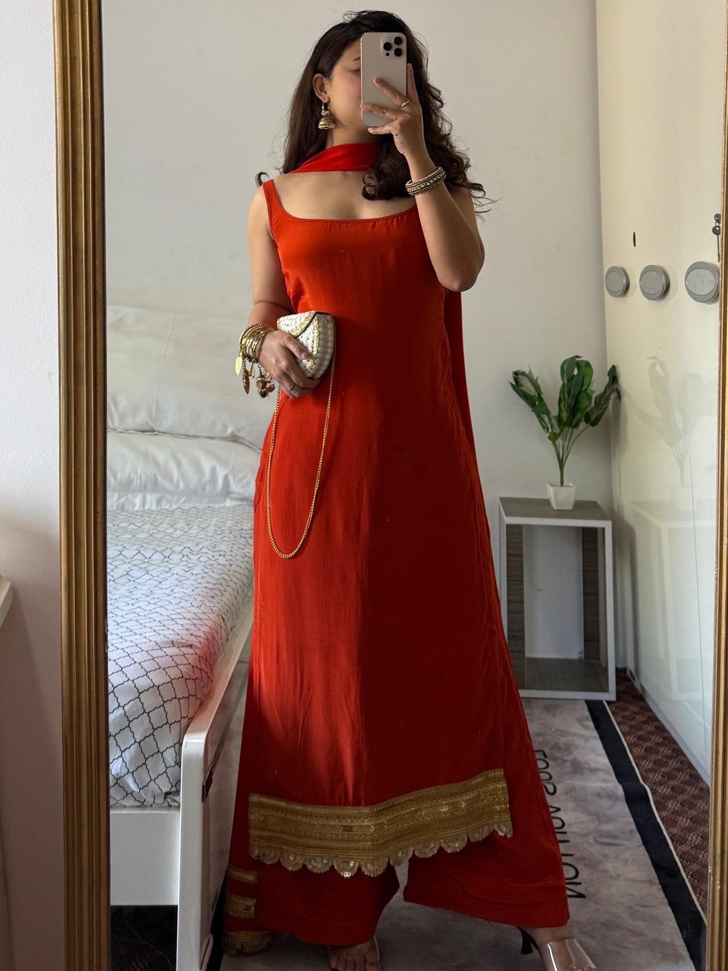 Festive Wear Rust Orange Anarkali Gown Suit Set with Dupatta For Women | Trending Festive Ethnic Women's Festive Wear