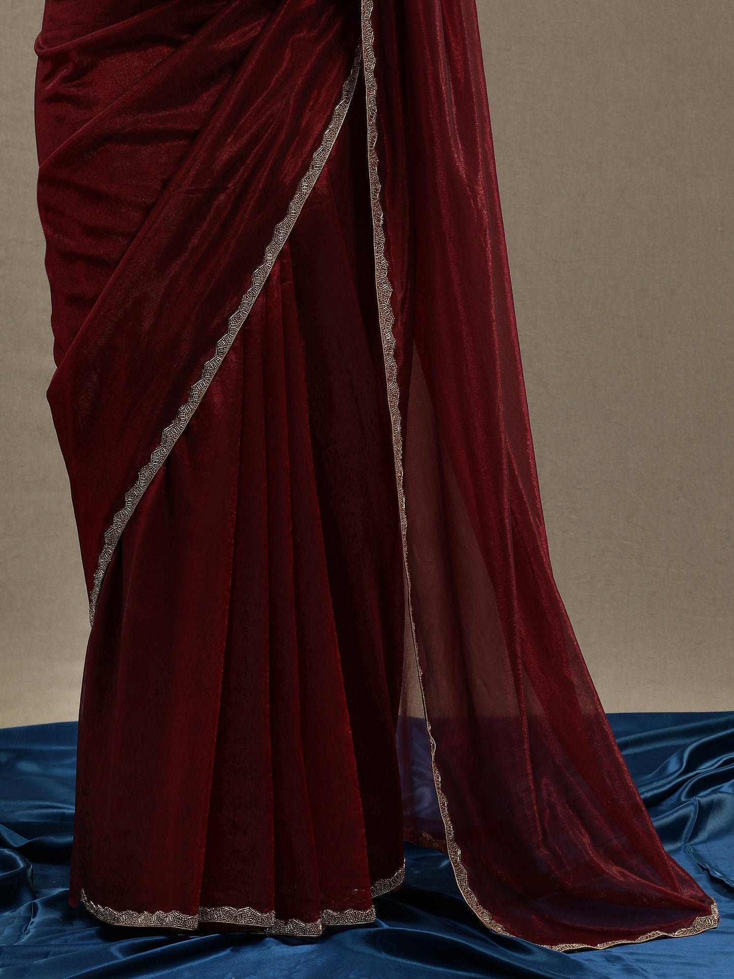 Fancy Soft Organza Maroon Saree