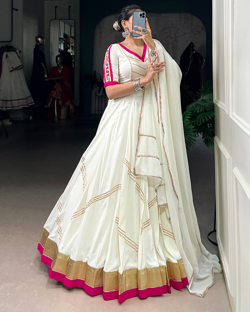 White Rayon Navratri Lehenga Choli – Traditional Festival Wear for Women