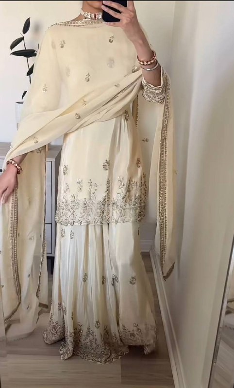 Party Wear Crepe Sharara Suit Set with Dupatta for Women | Party Wear Palazzo Suit