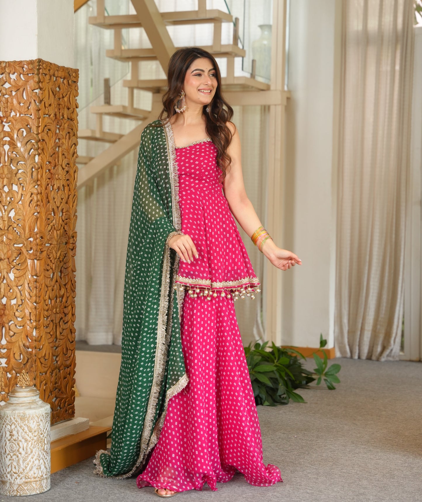 Festive Rani Pink Sharara Suit Set for Women | Wedding & Festive Wear