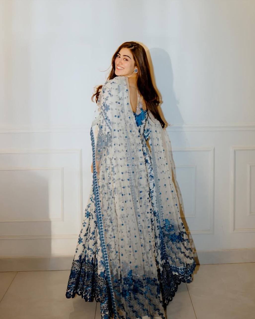 Floral Georgette Anarkali Dress with Dupatta - Embroidered Party Wear Gown for Women