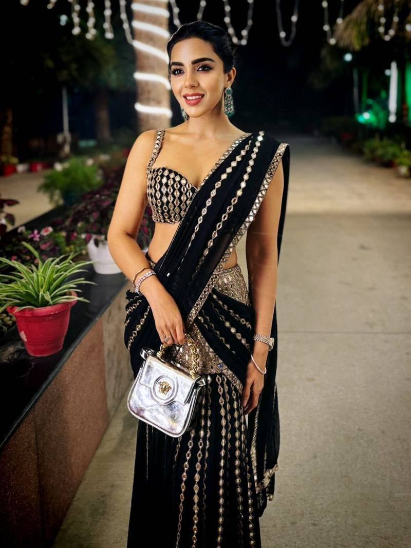 Festive Black Mirror Work Ready-to-Wear Lehenga Saree