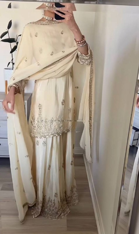 Party Wear Crepe Sharara Suit Set with Dupatta for Women | Party Wear Palazzo Suit