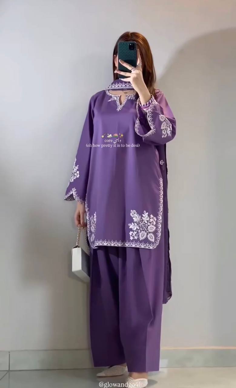 Party Wear Cotton Farshi Salwar Kameez Suit Set | Embroidered Party Wear Salwar Kameez
