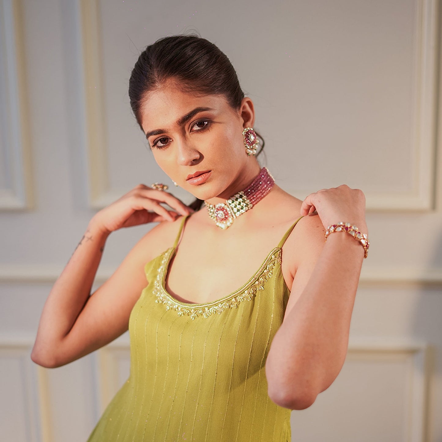 Festive Lime Green Sharara Suit Set | Luxury Traditional Wear for Women