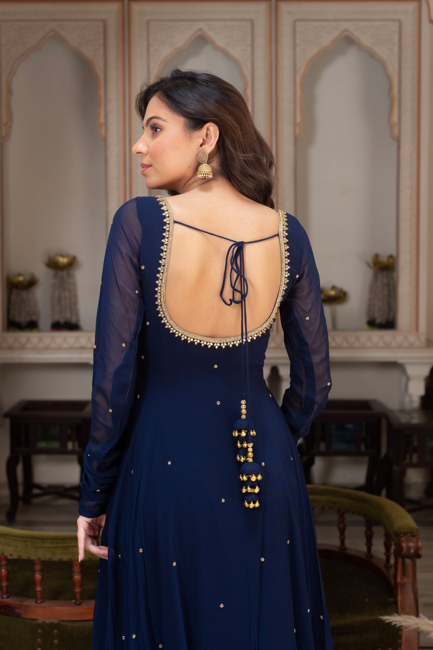 Party Wear Blue Georgette Anarkali Suit Set