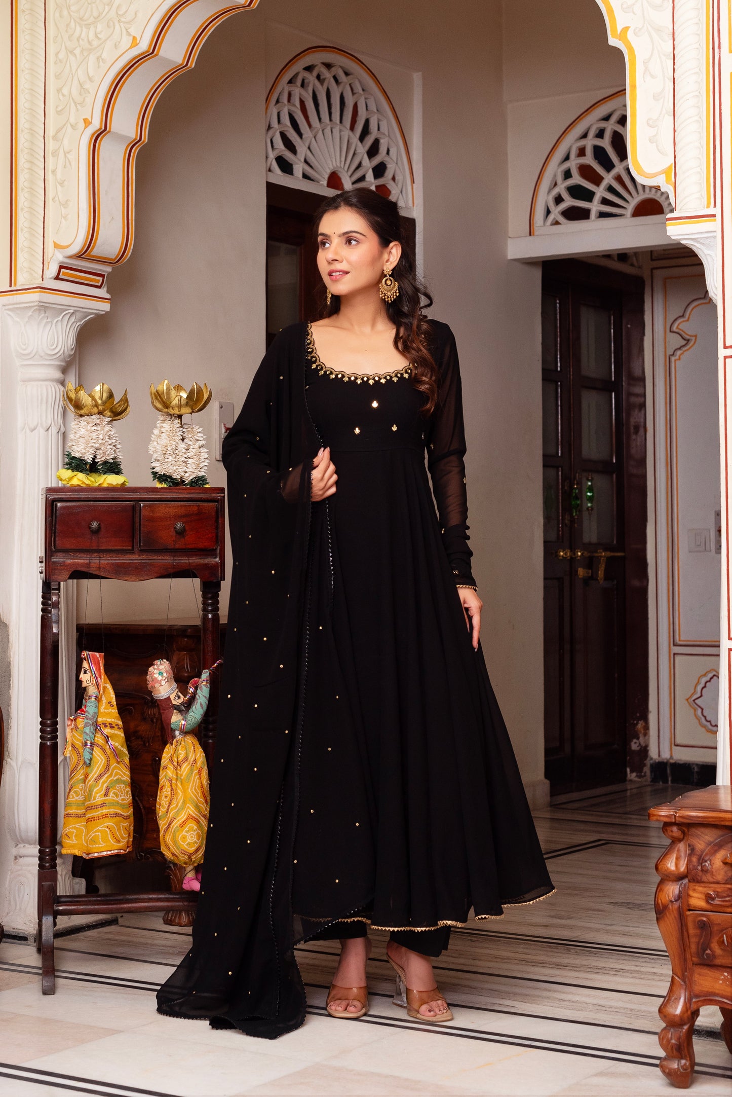 Black Georgette Anarkali Suit Set