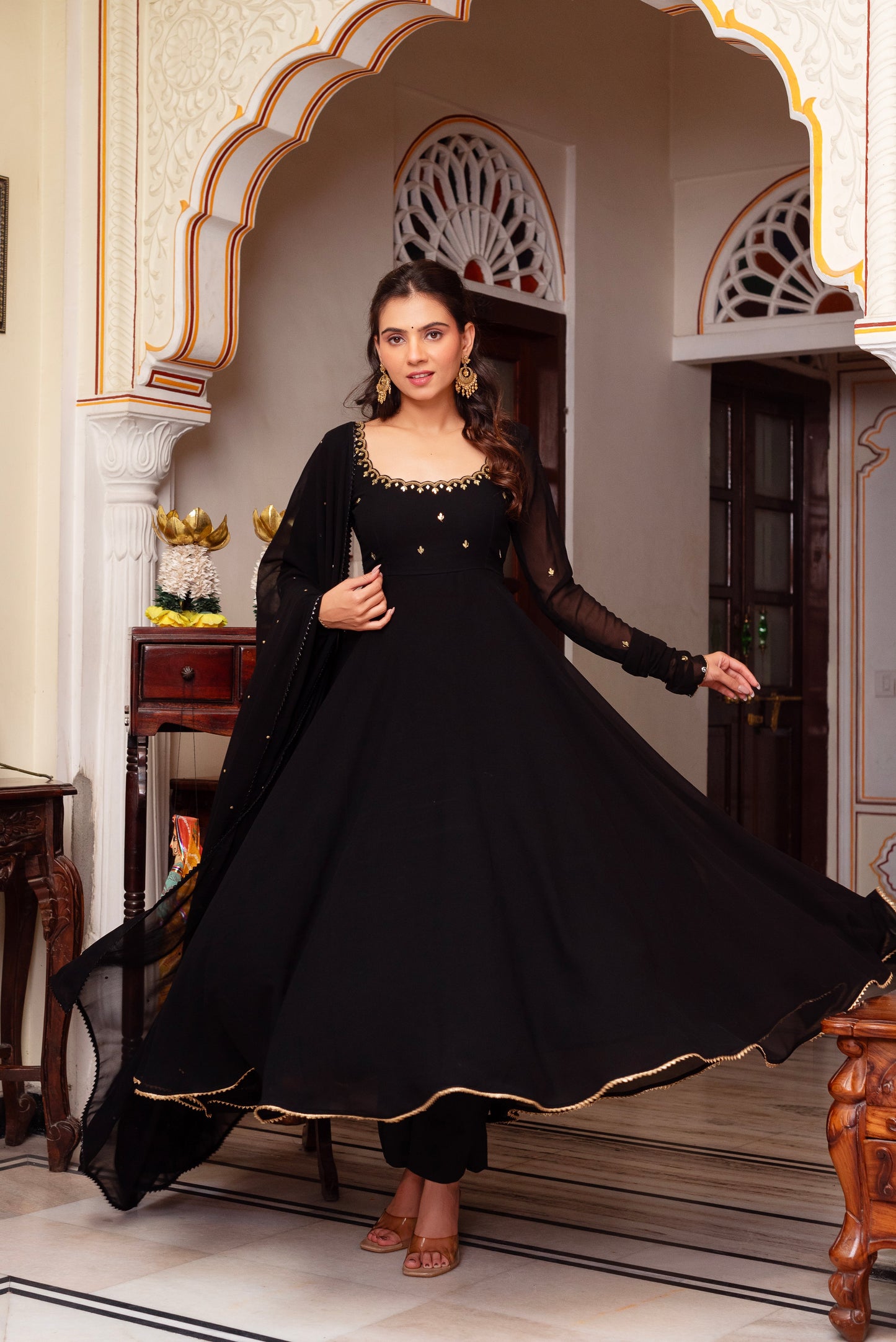 Black Georgette Anarkali Suit Set